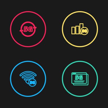 5G hattını ve simgeyi ayarla. Vektör