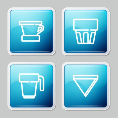 V60 kahve makinesi, su bardağı, kahve fincanı ve kağıt filtre ikonu ayarla. Vektör