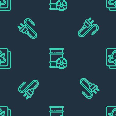 Radyoaktif atık hattını varile, elektrik prizine ve geri dönüşüme ayarlayın. Vektör