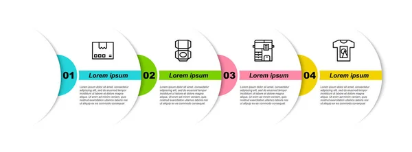 Set Line Boîte Carton Copieur Shirt Modèle Infographie Entreprise Vecteur — Image vectorielle