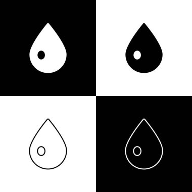 Su bırakma simgesini siyah beyaz arkaplanda izole et. Vektör İllüstrasyonu.