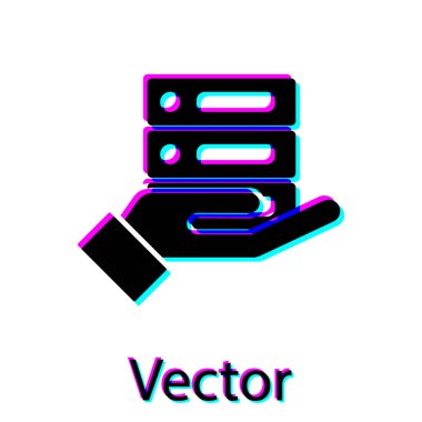 Siyah Sunucu, Data, Web Sunucu simgesi beyaz arkaplanda izole edildi. Vektör İllüstrasyonu.