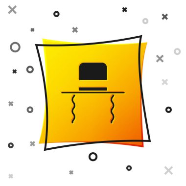 Siyah Ortodoks Yahudi şapkası ve kenarları beyaz arka planda izole edilmiş. Geleneksel giyinmiş Yahudi erkekler. Yahudilik sembolleri. Sarı kare düğme. Vektör İllüstrasyonu.