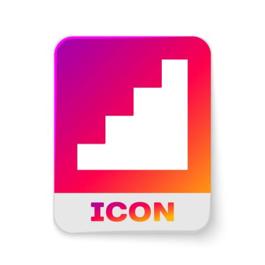 Beyaz merdiven simgesi beyaz arkaplanda izole edildi. Dikdörtgen renk düğmesi. Vektör.