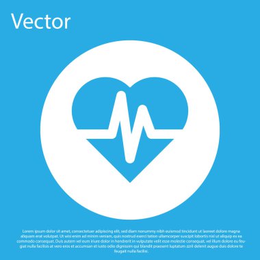 Mavi sağlık sigortası ikonu mavi arka planda izole edildi. Hasta koruması. Güvenlik, güvenlik, koruma, konsept koruma. Beyaz daire düğmesi. Vektör..