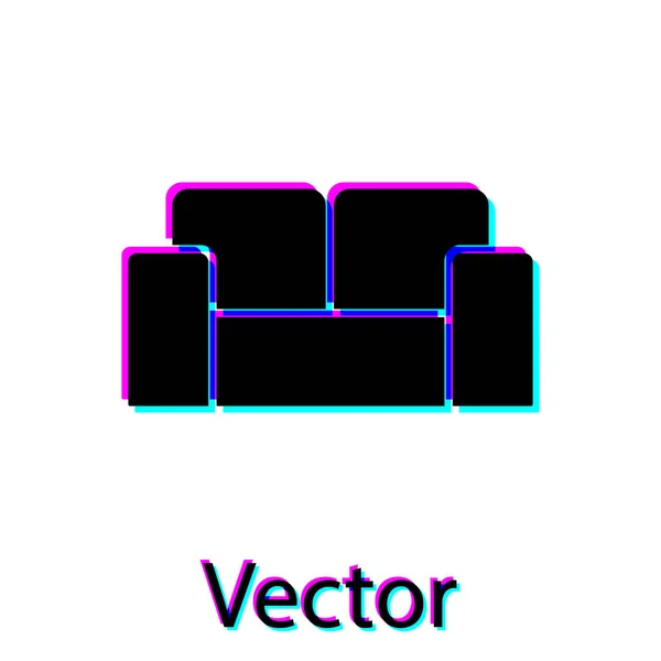 Sofá Negro Icono Aislado Sobre Fondo Blanco Vector — Vector de stock