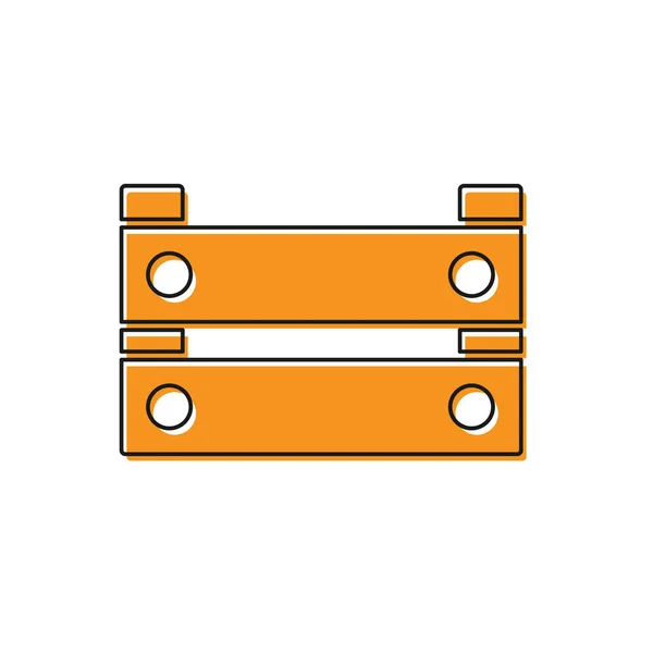 Oranje Houten Doos Pictogram Geïsoleerd Witte Achtergrond Kruideniersmand Bergkist Lege — Stockvector