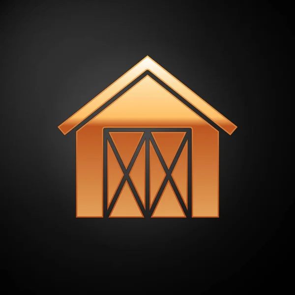 Icono Casa Gold Farm Aislado Sobre Fondo Negro Vector — Vector de stock