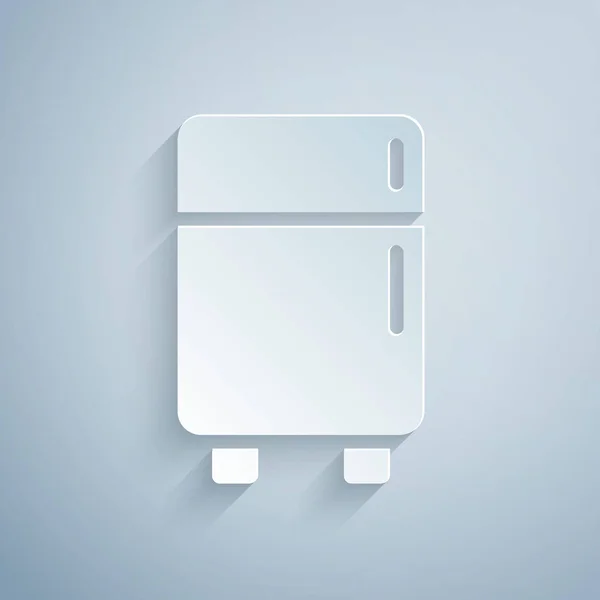 Icône Réfrigérateur Coupe Papier Isolée Sur Fond Gris Réfrigérateur Congélateur — Image vectorielle