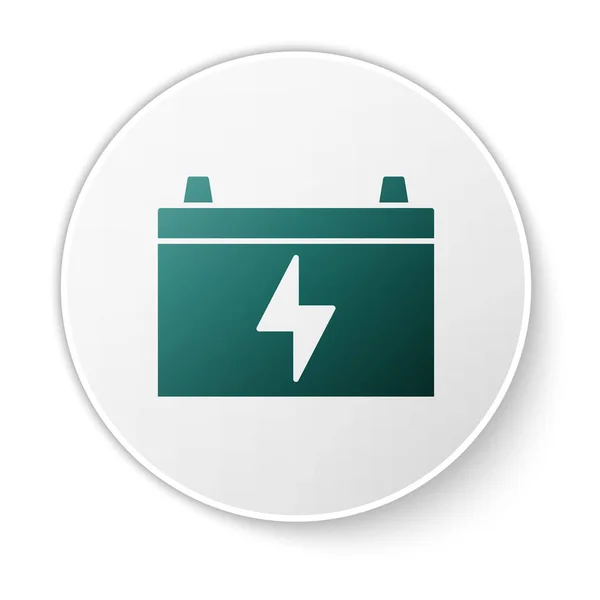 Icono Batería Verde Coche Aislado Sobre Fondo Blanco Acumulador Energía — Vector de stock