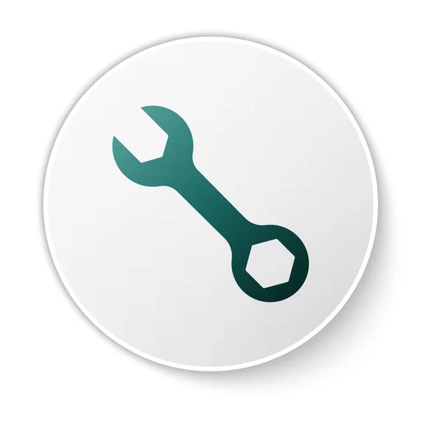 Ikona Klíče Zeleného Klíče Izolovaná Bílém Pozadí Bílý Knoflík Vektor — Stockový vektor