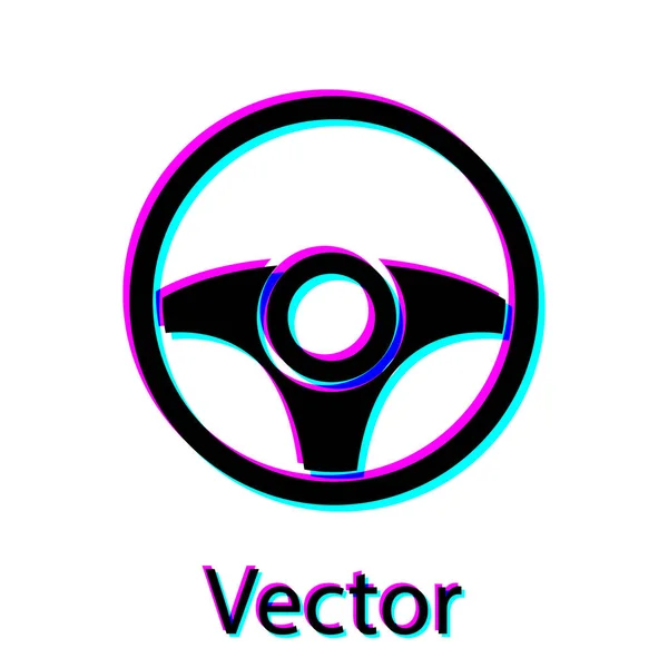 Icono Del Volante Negro Aislado Sobre Fondo Blanco Icono Rueda — Vector de stock