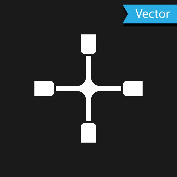 Ícone Chave Roda Branca Isolado Fundo Preto Cinta Rodas Vetor — Vetor de Stock