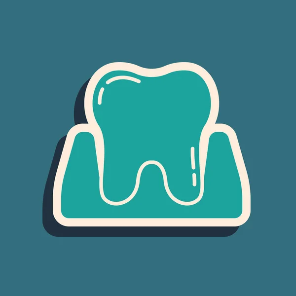 Zielony Ząb Ikona Odizolowany Zielonym Tle Symbol Zęba Dla Kliniki — Wektor stockowy