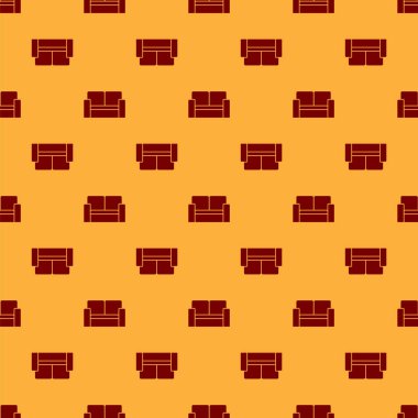 Kızıl Sinema sandalye ikonu kahverengi arka planda kusursuz desen izole etti. Vektör.