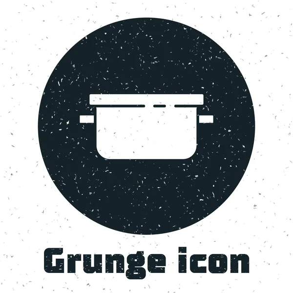 Grunge Kochtopf Ikone Isoliert Auf Weißem Hintergrund Kochen Oder Schmoren — Stockvektor