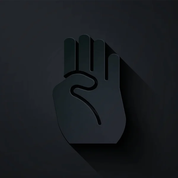 Papiergeschnittenes Indisches Symbolhandsymbol Isoliert Auf Schwarzem Hintergrund Papierkunst Vektor — Stockvektor