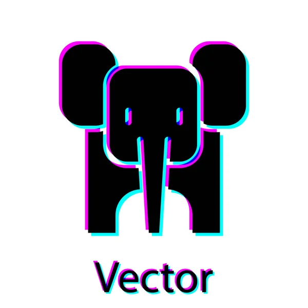 Elefante Negro Icono Aislado Sobre Fondo Blanco Vector — Vector de stock