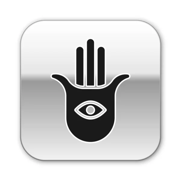 Schwarze Hamsa Handsymbole Isoliert Auf Weißem Hintergrund Hand Von Fatima — Stockvektor