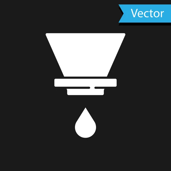 Біла Ікона Виробника Кави V60 Ізольована Чорному Тлі Вектор — стоковий вектор