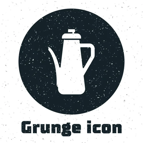 Grunge Teapot Icon Isolated White Background Monochrome Vintage Drawing Vector — Stock Vector