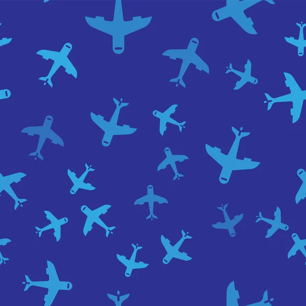 Синій Значок Площини Ізольований Безшовний Візерунок Синьому Фоні Значок Літаючого — стоковий вектор