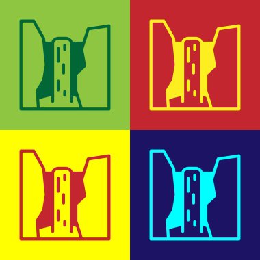 Pop Art Algar şelalesi simgesi renk arkaplanında izole edildi. Alicante Bölgesi. İspanya. Vektör.