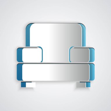 Gri arkaplanda Kol Koltuğu simgesi izole edilmiş. Kağıt sanatı tarzı. Vektör.