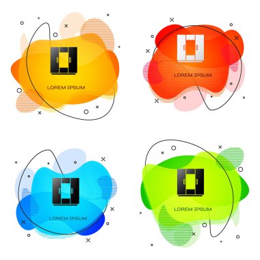 Siyah Gardırop simgesi beyaz arka planda izole edildi. Sıvı şekilli soyut pankart. Vektör.