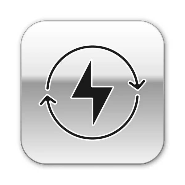 Black Lightning Bout Pictogram Geïsoleerd Witte Achtergrond Vlambordje Laad Flash — Stockvector