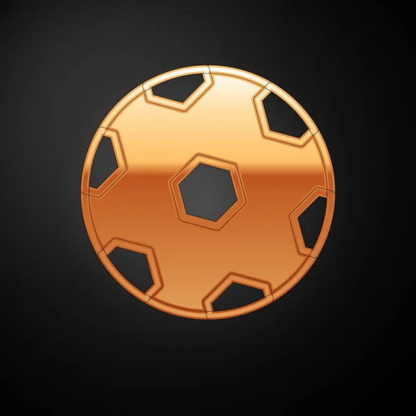 金色足球图标孤立在黑色背景上 运动器材 — 图库矢量图片