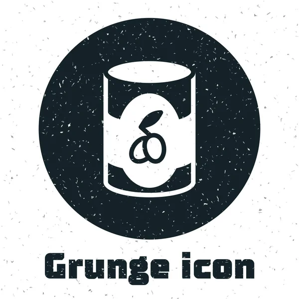 Grunge Olives Boîte Icône Isolée Sur Fond Blanc Concept Nourriture — Image vectorielle