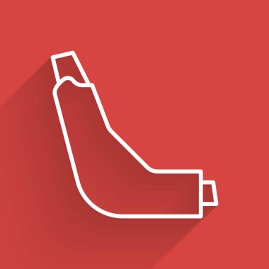 Beyaz çizgi astım ikonu uzun gölgeli izole edilmiş. Öksürük şurubu, solunum, alerjik hasta. Vektör İllüstrasyonu.