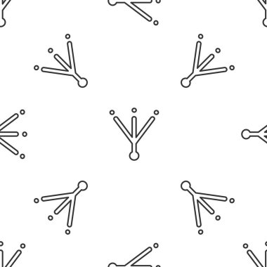 Gri çizgi kuşunun ayak izi ikonu beyaz arkaplandaki kusursuz deseni izole etti. Hayvan ayağı. Vektör.