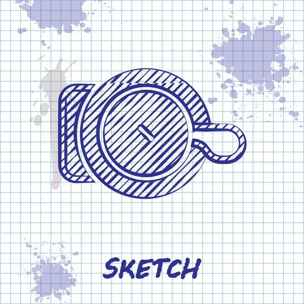 Sketch Line Ícone Sino Bicicleta Isolado Fundo Branco Vetor — Vetor de Stock