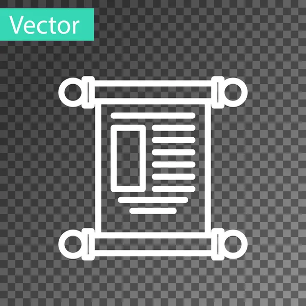 Weiße Linie Dekret Papier Pergament Scroll Symbol Auf Transparentem Hintergrund — Stockvektor