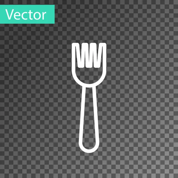 White Line Disposable Plastic Fork Icon Isolated Transparent Background Vector — Stock Vector