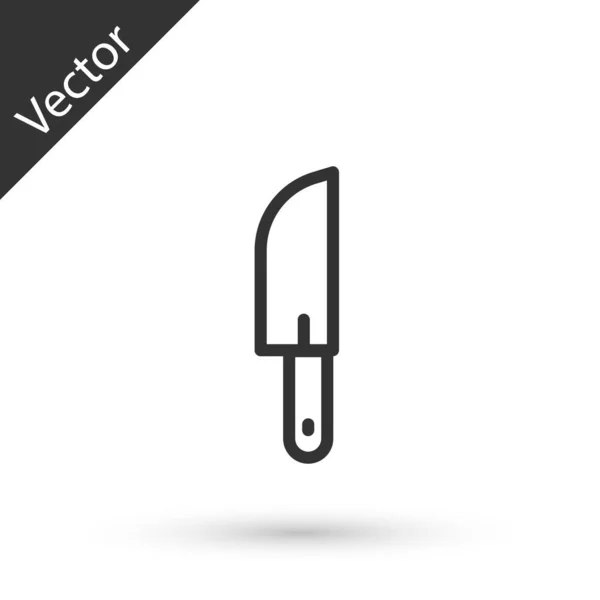 Ícone Faca Linha Cinza Isolado Fundo Branco Símbolo Talheres Vetor — Vetor de Stock