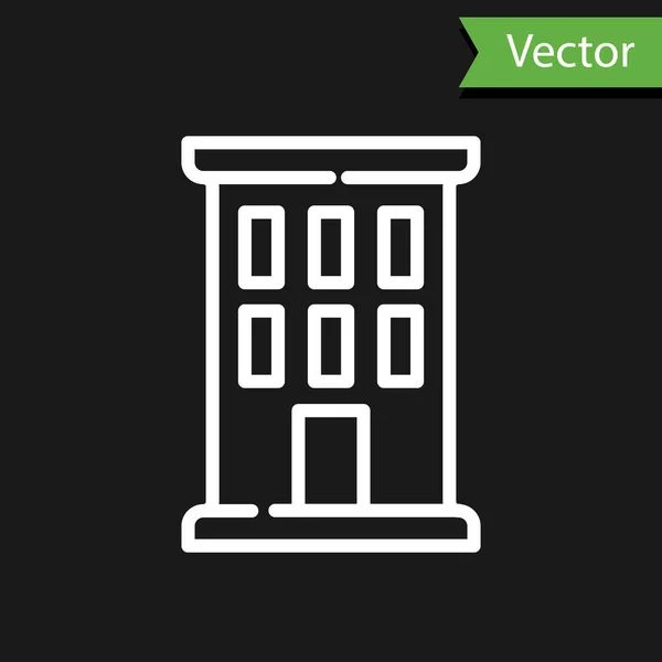 Ícone Casa Linha Branca Isolado Fundo Preto Símbolo Vetor — Vetor de Stock