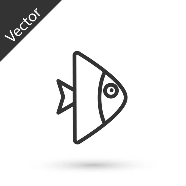 Línea Gris Icono Pescado Aislado Sobre Fondo Blanco Vector — Vector de stock