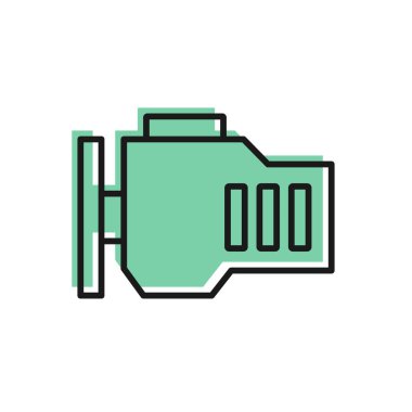 Siyah çizgi kontrol motor simgesi beyaz arkaplanda izole edildi. Vektör.