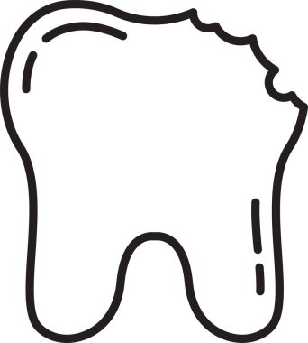 Kırık diş simgesi beyaz arka planda izole edilmiş. Diş problemi ikonu. Diş sağlığı sembolü. Vektör.