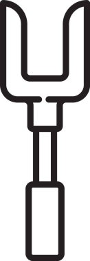 Siyah çizgi barbekü çatalı simgesi beyaz arkaplanda izole edildi. Mangal çatalı tabelası. Barbekü ve ızgara aleti. Vektör.