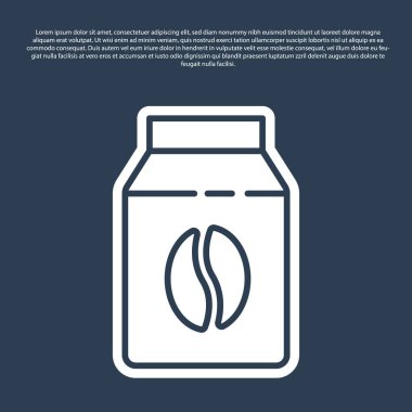 Mavi çizgi kahve çekirdeği ikonu mavi arka planda izole edilmiş. Vektör.