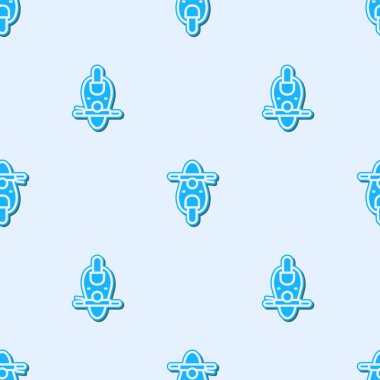 Mavi çizgili Scooter simgesi gri arka planda izole edilmiş. Vektör.