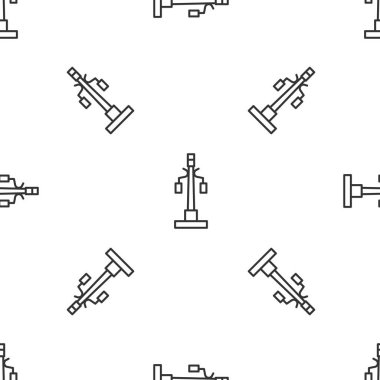 Gri çizgi sokak lambası ikonu beyaz arka planda izole edilmiş pürüzsüz desen. Vektör.