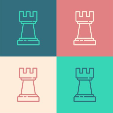 Pop Art Line Chess simgesi renk arkaplanında izole edildi. İş stratejisi. Oyun, yönetim, finans. Vektör.