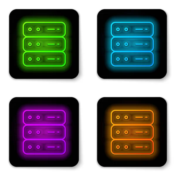 Black Server Data Web Hosting Icon Isolated Black Background Abstract — Stock Vector