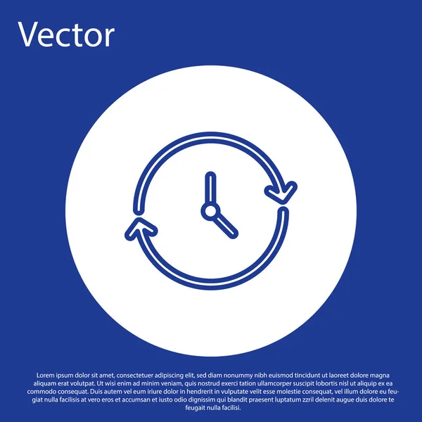 Blaue Linie Clock Symbol Isoliert Auf Blauem Hintergrund Zeitsymbol Weißer — Stockvektor