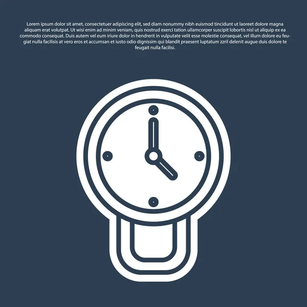 Icono Reloj Línea Azul Aislado Sobre Fondo Azul Símbolo Tiempo — Archivo Imágenes Vectoriales